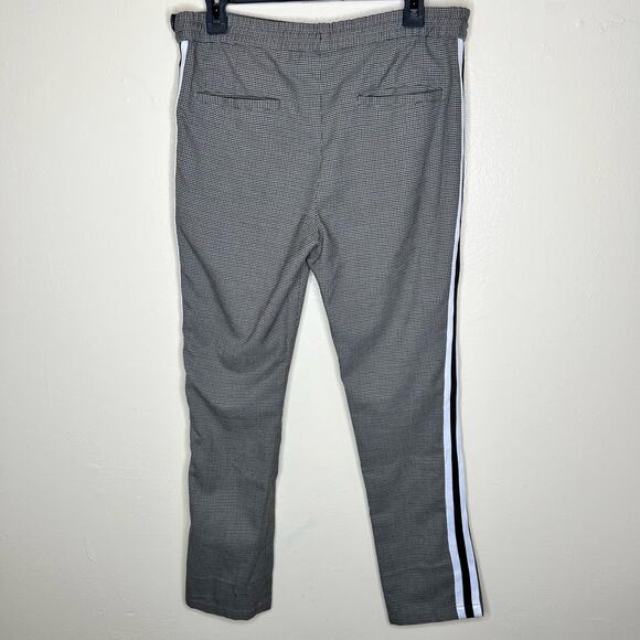 Rebecca Minkoff Nora Pants Small Houndstooth Black Pull On Straight Side Stripe - Picture 5 of 12